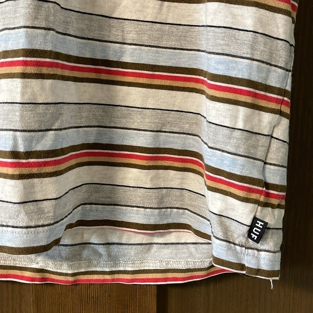 HUF Multicolored Striped 100% Cotton T-Shirt Size Large - Picture 3 of 8